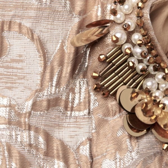 NWT Embellished Jacquard Metallic Gown - Picture 4 of 8